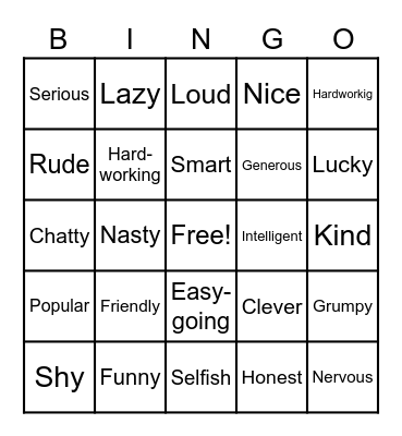 DESCRIBING APPEARANCE Bingo Card