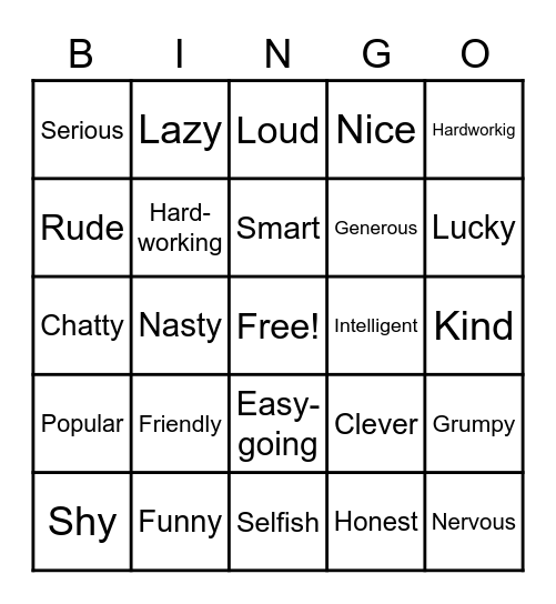 DESCRIBING APPEARANCE Bingo Card