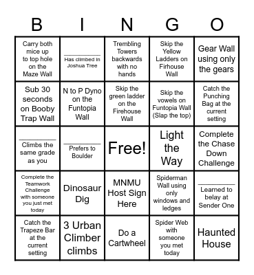 MNMU Sender City BINGO Card