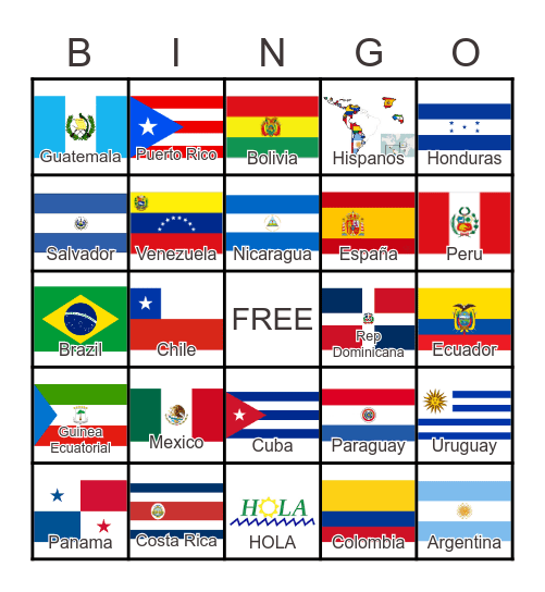 Hispanic Heritage Month - Spanish Bingo - 3 Bingo Card