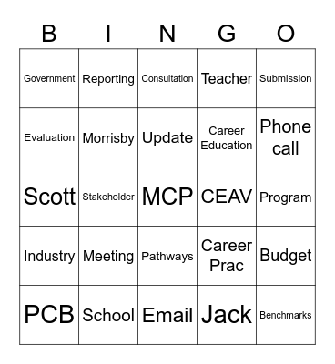 Career Ed Bingo Card