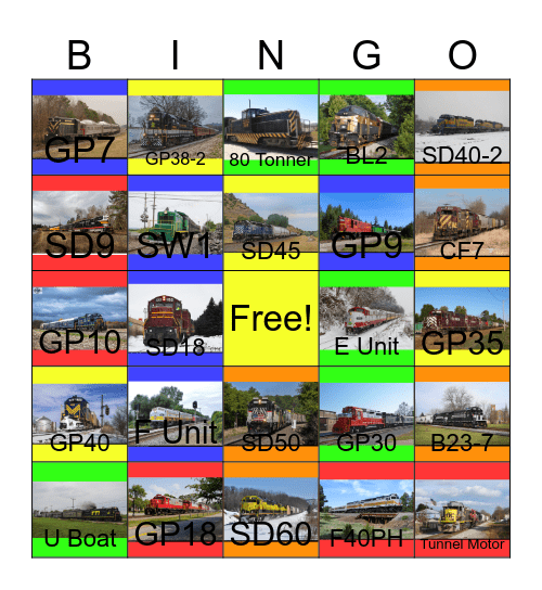 GE and EMD Locomotives Bingo Card