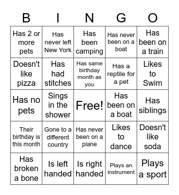 Find someone who.. Bingo Card