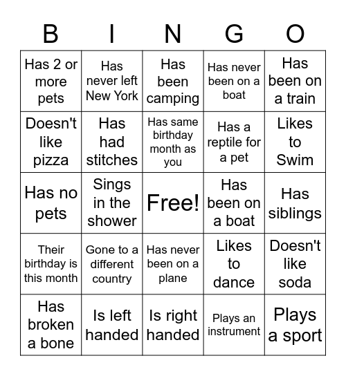 Find someone who.. Bingo Card