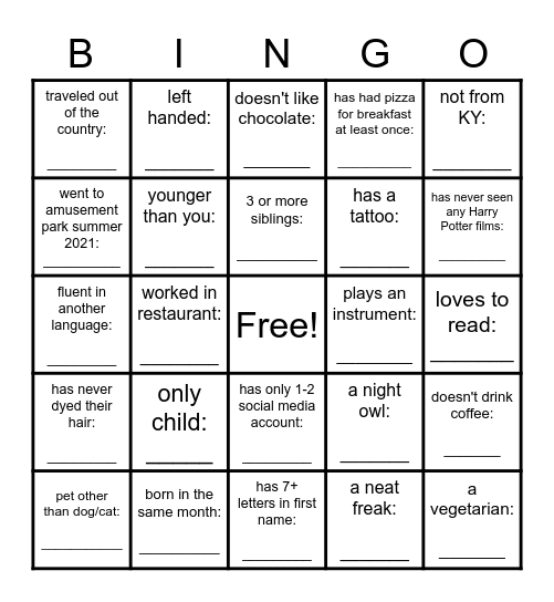 Health Sciences LLC Bingo Card