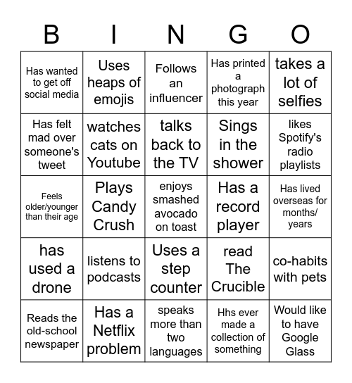 Find someone who... Bingo Card
