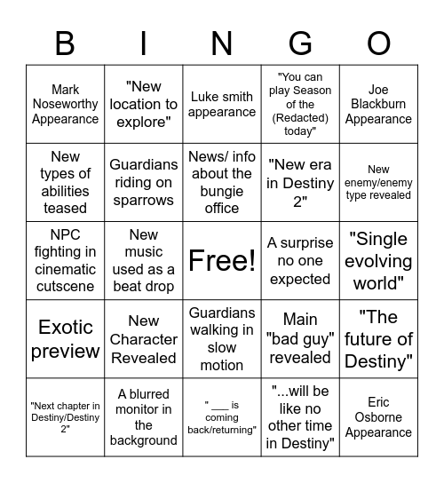 Bungo Bingo Card