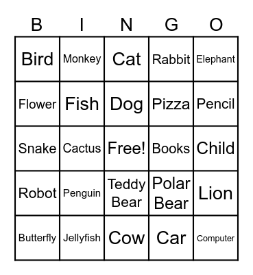 Living and Non-Living Things Bingo Card