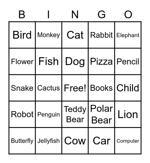 Living and Non-Living Things Bingo Card