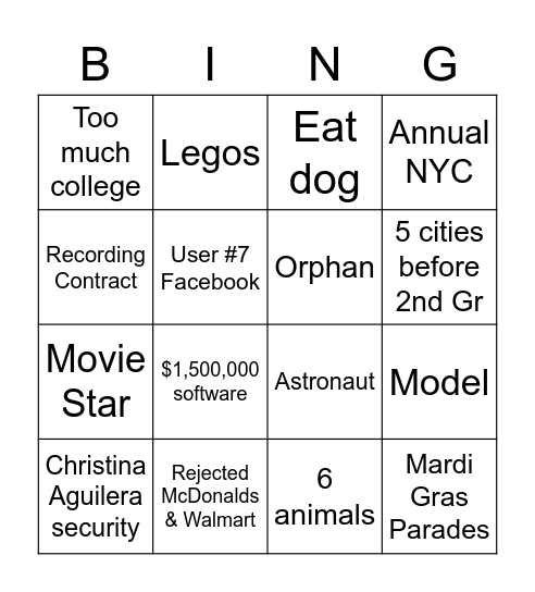 Truth and Lies Bingo Card