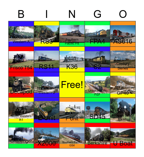 Rail Power Bingo Card
