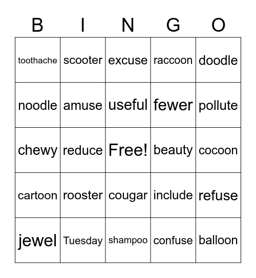 Jeremiah's Sort #17 Bingo Card
