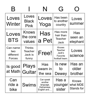 Find someone who... Bingo Card
