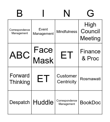 BSO Operational Bingo Card