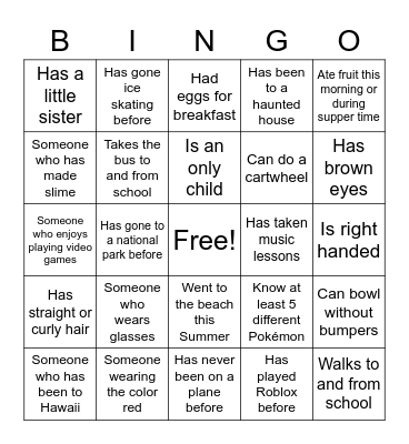 3C 'Get to Know You' Bingo Card