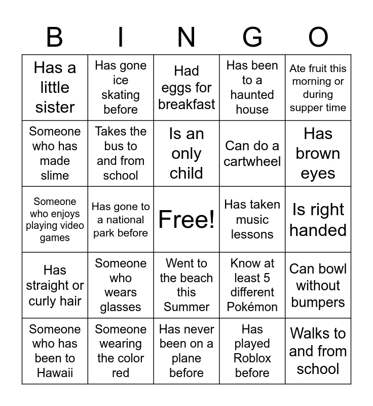 3C 'Get to Know You' Bingo Card