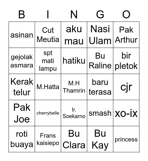 hyeju cakep Bingo Card