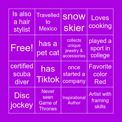 EFN Connect Bingo Card