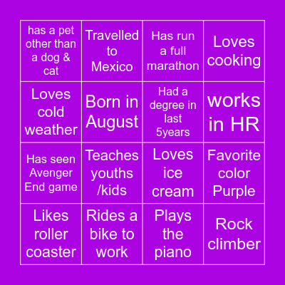 EFN Connect Bingo - Room 3 Bingo Card