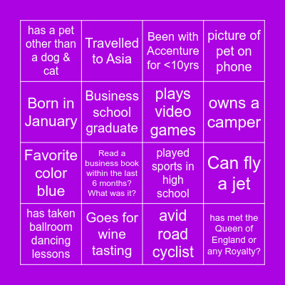 EFN Connect Bingo - Room 1 Bingo Card