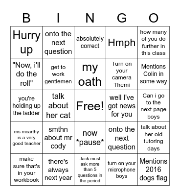 Rocket Bingo Card