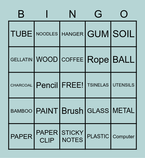 MATERIAL BINGO Card