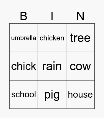 VOCABULARY Bingo Card