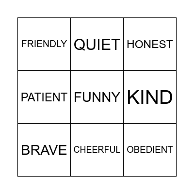 TRAITS Bingo Card