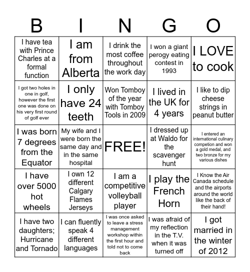 GET TO KNOW YOUR CO-WORKER BINGO Card