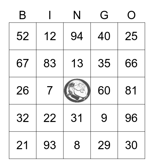 Bingo dos números 1-99 Bingo Card