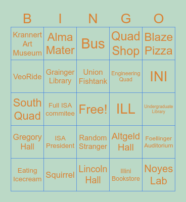 ISA Icecream Social Bingo Card