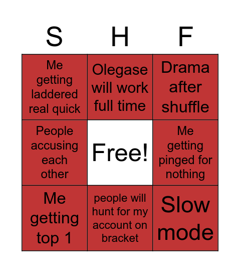 Shuffle Bingo Card