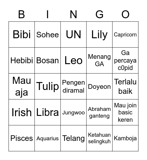 KBIBI Bingo Card