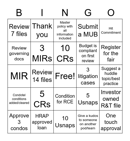 R&G Bingo Card