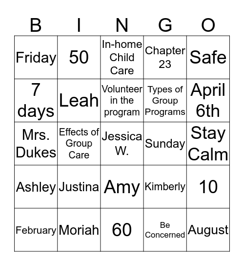 Untitled Bingo Card