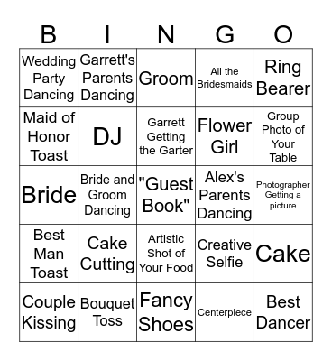 Wedding Bingo! Bingo Card