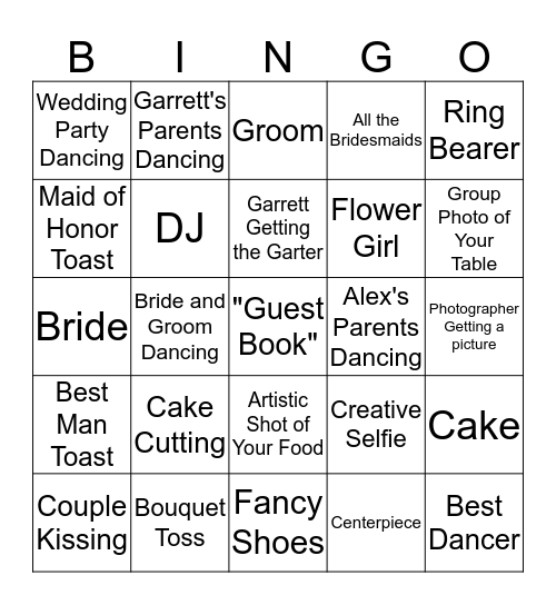 Wedding Bingo! Bingo Card