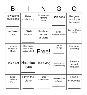 Human Bingo Card
