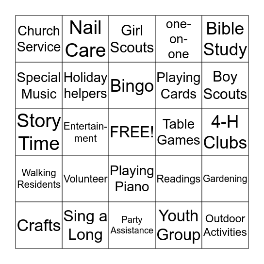 George Ade Volunteers Bingo Card