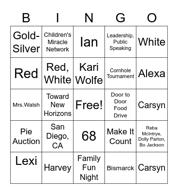 FCCLA Bingo Card