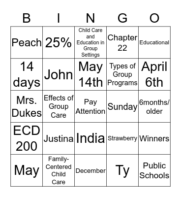 Untitled Bingo Card
