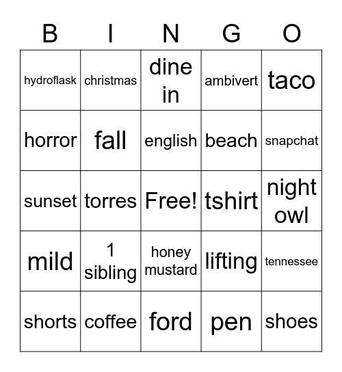 Untitled Bingo Card