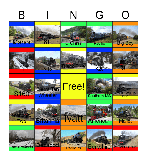 Steam Power around North America and Britain Bingo Card