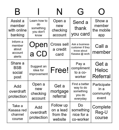 August Bingo Challenge Bingo Card