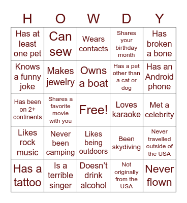 Find someone who has... Bingo Card