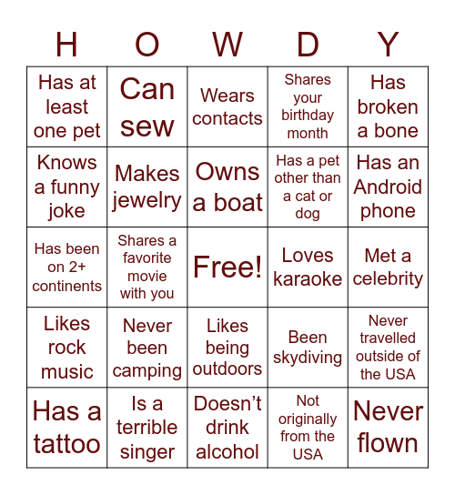 Find someone who has... Bingo Card