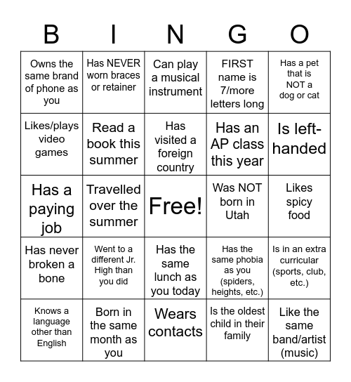 G2KU Blackout Bingo Card