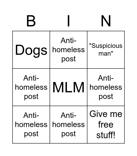 Nextdoor App Bingo! Bingo Card