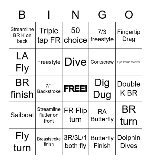 SWIM BINGO Card