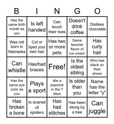 Find someone who... Bingo Card